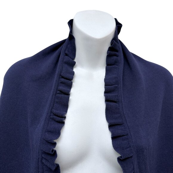 Lilly Pulitzer Savana Shawl Navy Blue Ruffle Cotton Knit Wrap Scarf NWT - Picture 7 of 13